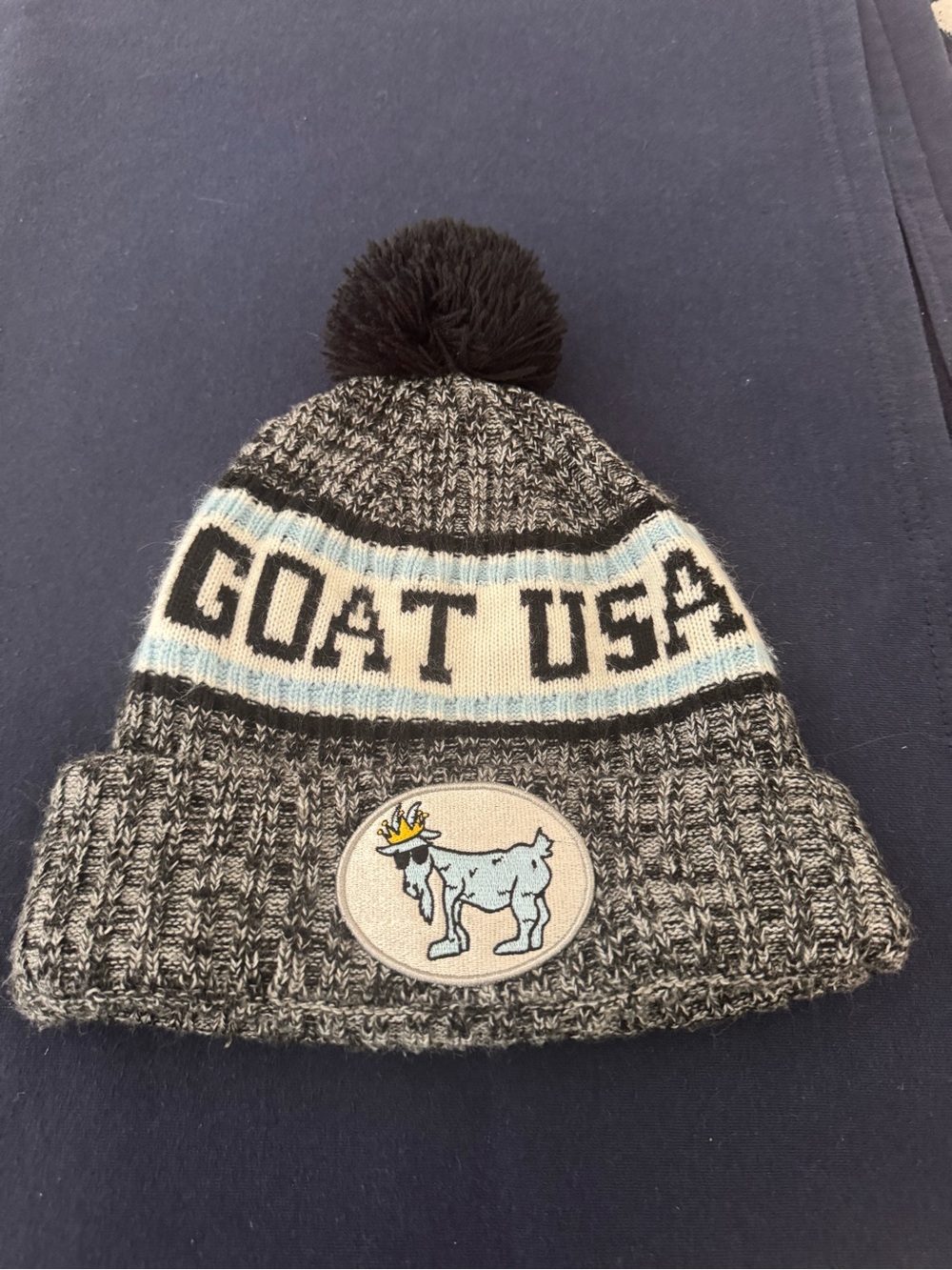GOAT USA Pom Beanie - Black, Gray, Light Blue OD